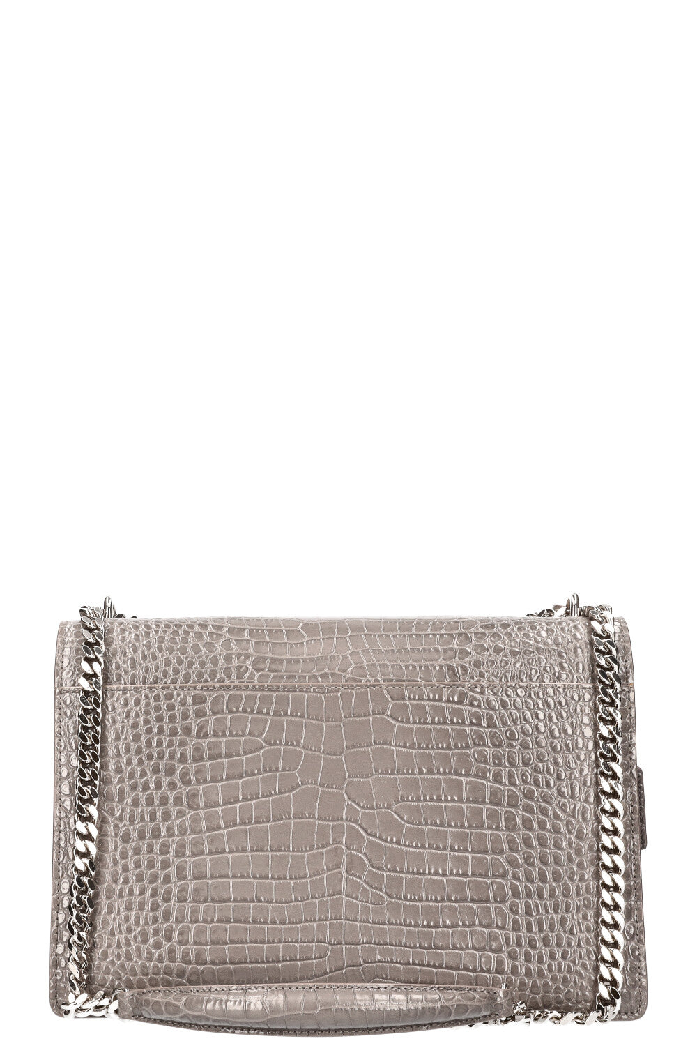 SAINT LAURENT Sunset Bag Gray Croc Embossed