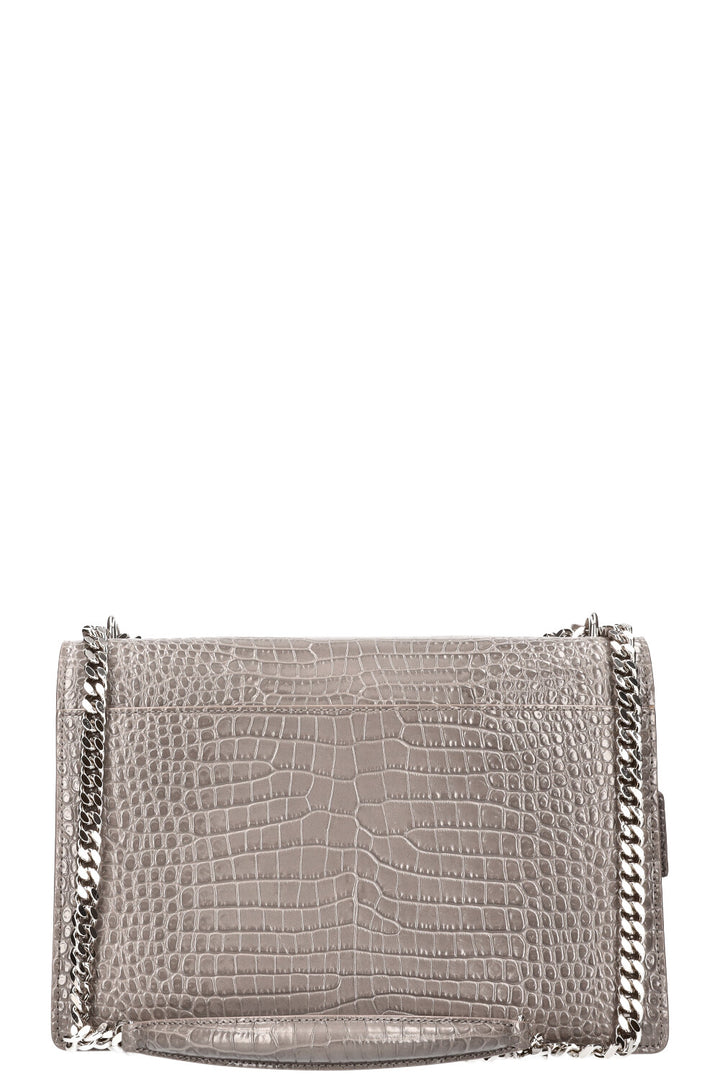 SAINT LAURENT Sunset Bag Gray Croc Embossed