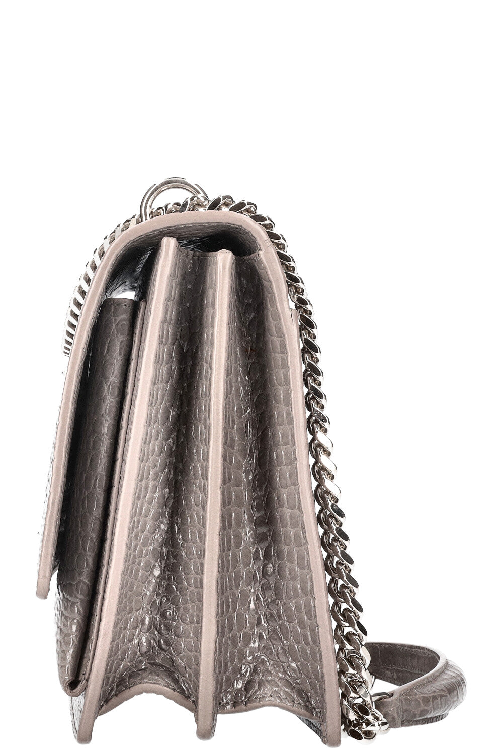 SAINT LAURENT Sunset Bag Grey Croc Embossed REAWAKE