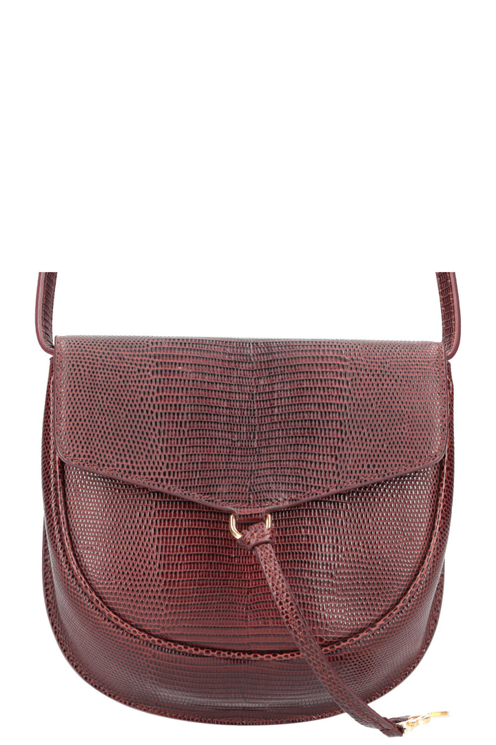 SAINT LAURENT Sac Datcha Effet Lézard Bordeaux