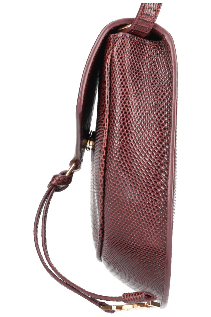 SAINT LAURENT Datcha Bag Lizard Effect Bordeaux