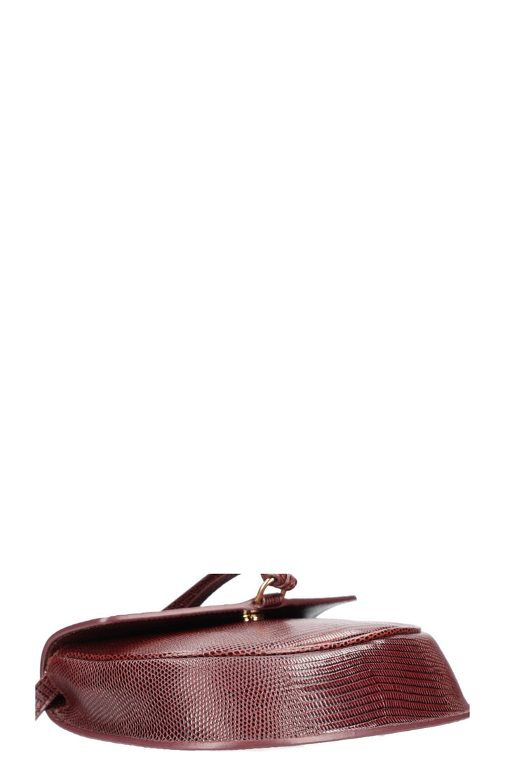 SAINT LAURENT Sac Datcha Effet Lézard Bordeaux