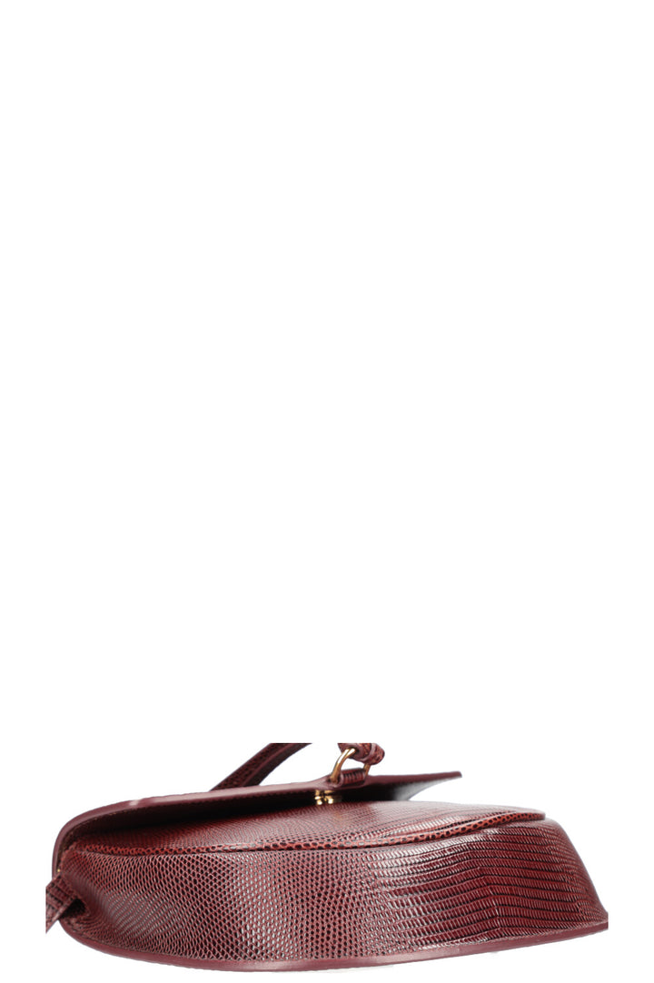 SAINT LAURENT Datcha Bag Lizard Effect Bordeaux