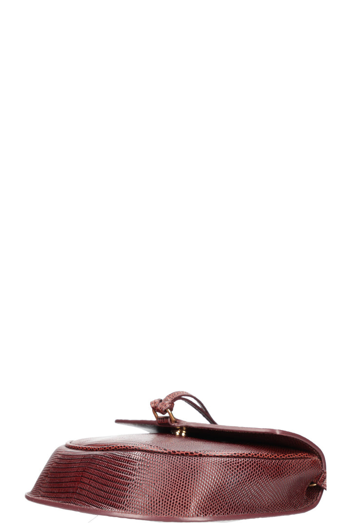 SAINT LAURENT Sac Datcha Effet Lézard Bordeaux