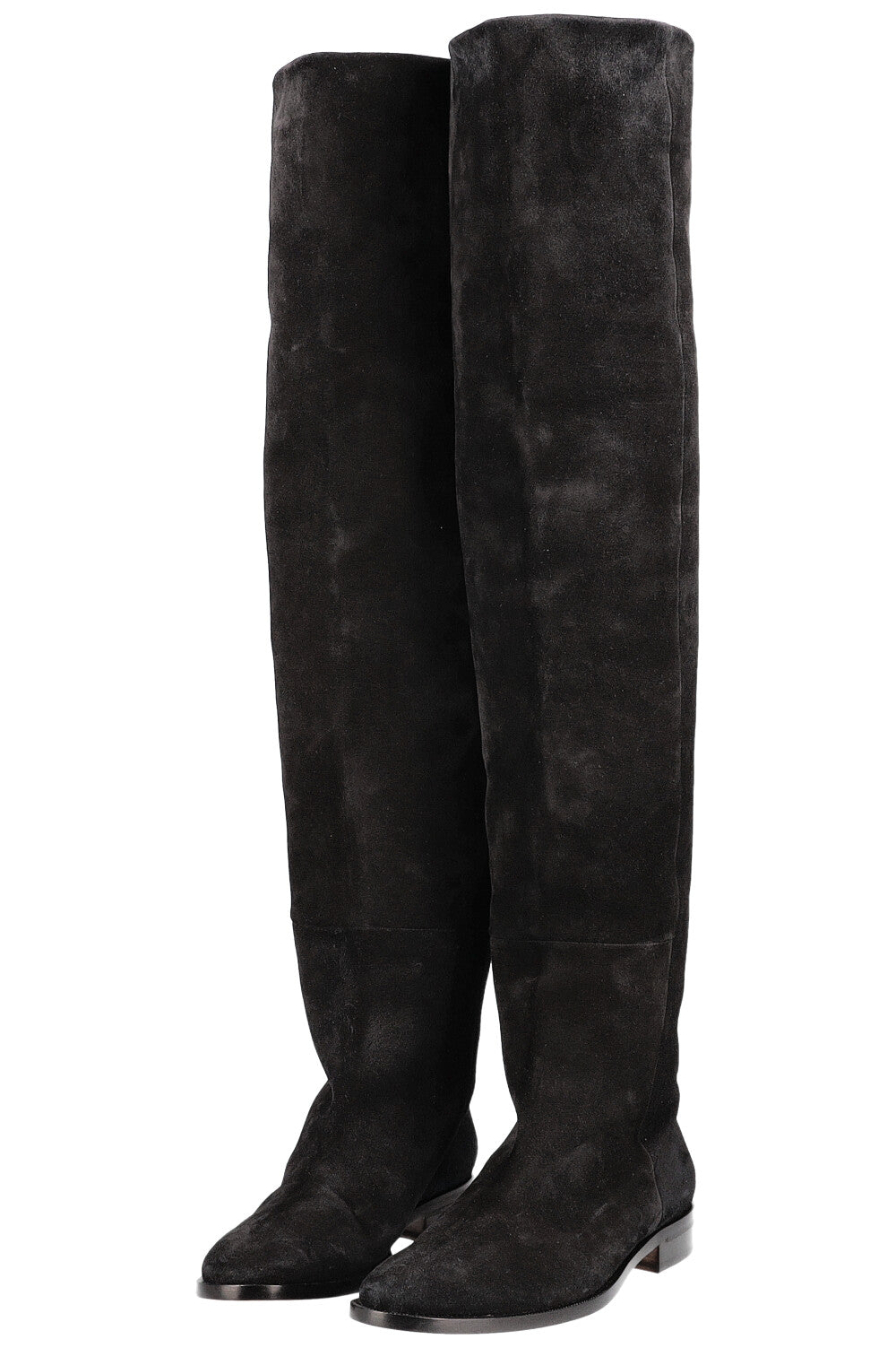 SAINT LAURENT Overknee Boots Black Suede – REAWAKE