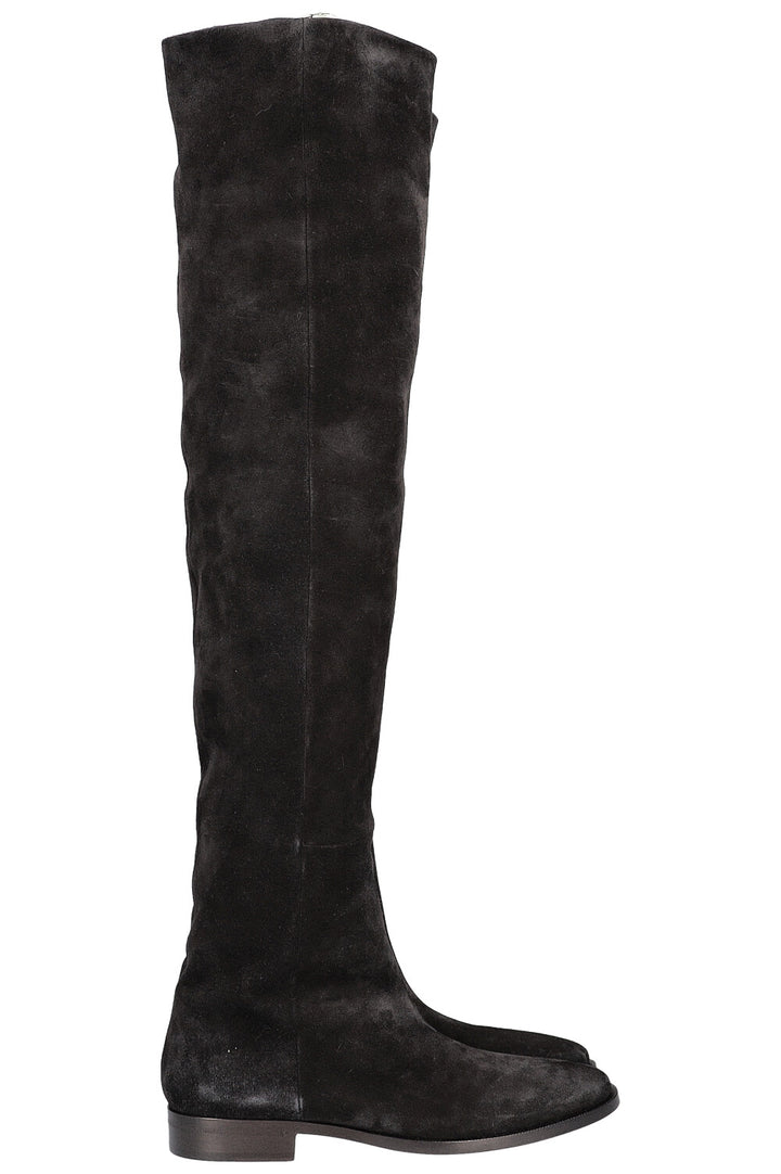 SAINT LAURENT Overknee Boots Black Suede