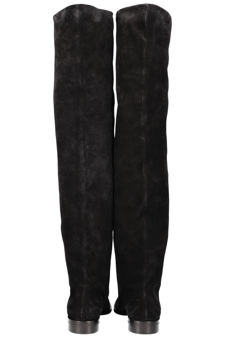 SAINT LAURENT Overknee Boots Black Suede