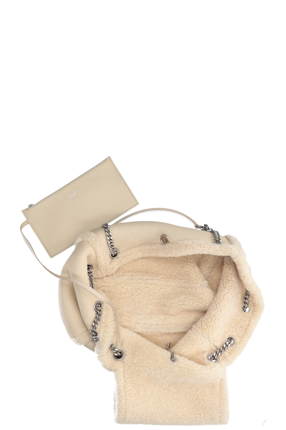 SAINT LAURENT Sac Nolita Shearling Ivoire