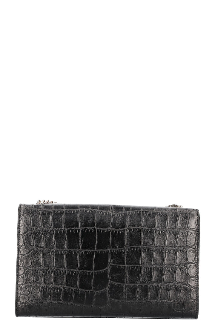 SAINT LAURENT Kate Bag Croc Embossed Medium Black