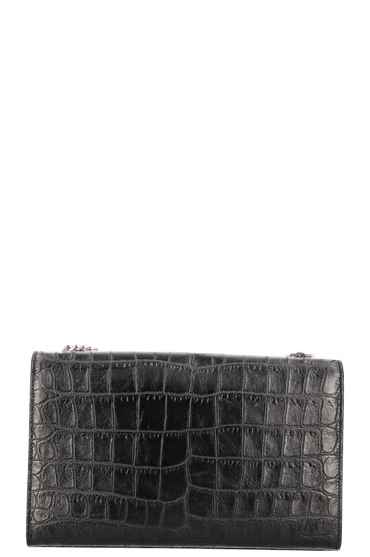 SAINT LAURENT Kate Sac Croc Embossé Moyen Noir