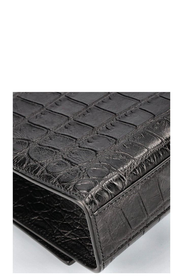 SAINT LAURENT Kate Sac Croc Embossé Moyen Noir