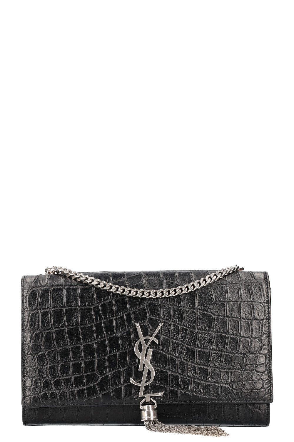 SAINT LAURENT Kate Sac Croc Embossé Moyen Noir