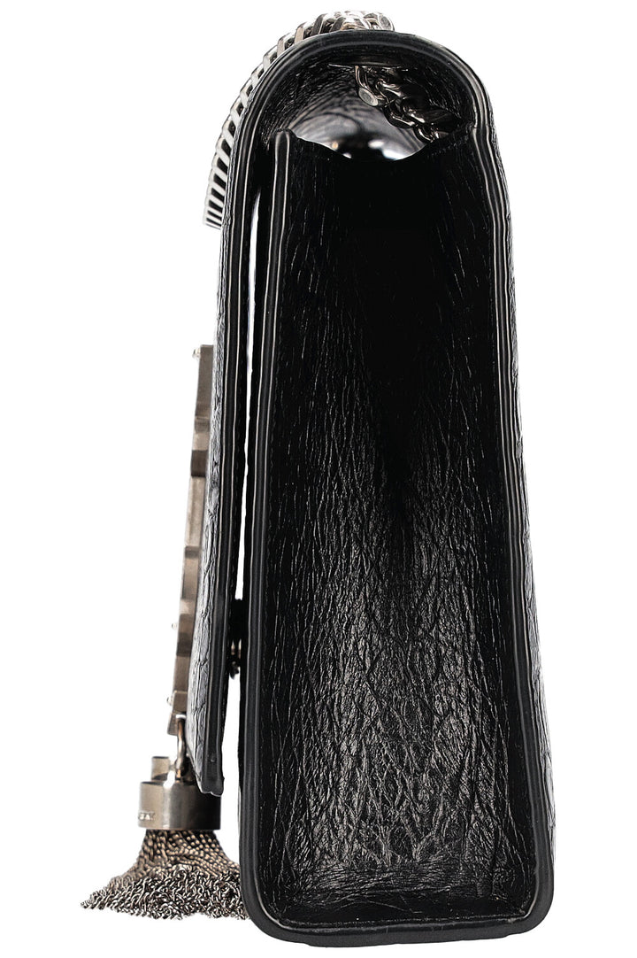 SAINT LAURENT Kate Sac Croc Embossé Moyen Noir