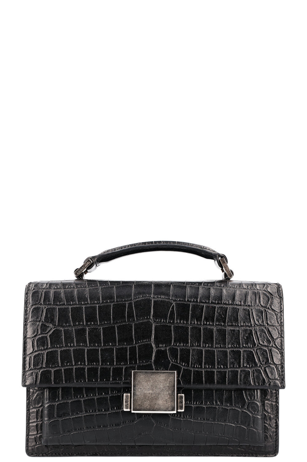 SAINT LAURENT Bellechasse Bag Medium Croc Embossed Black