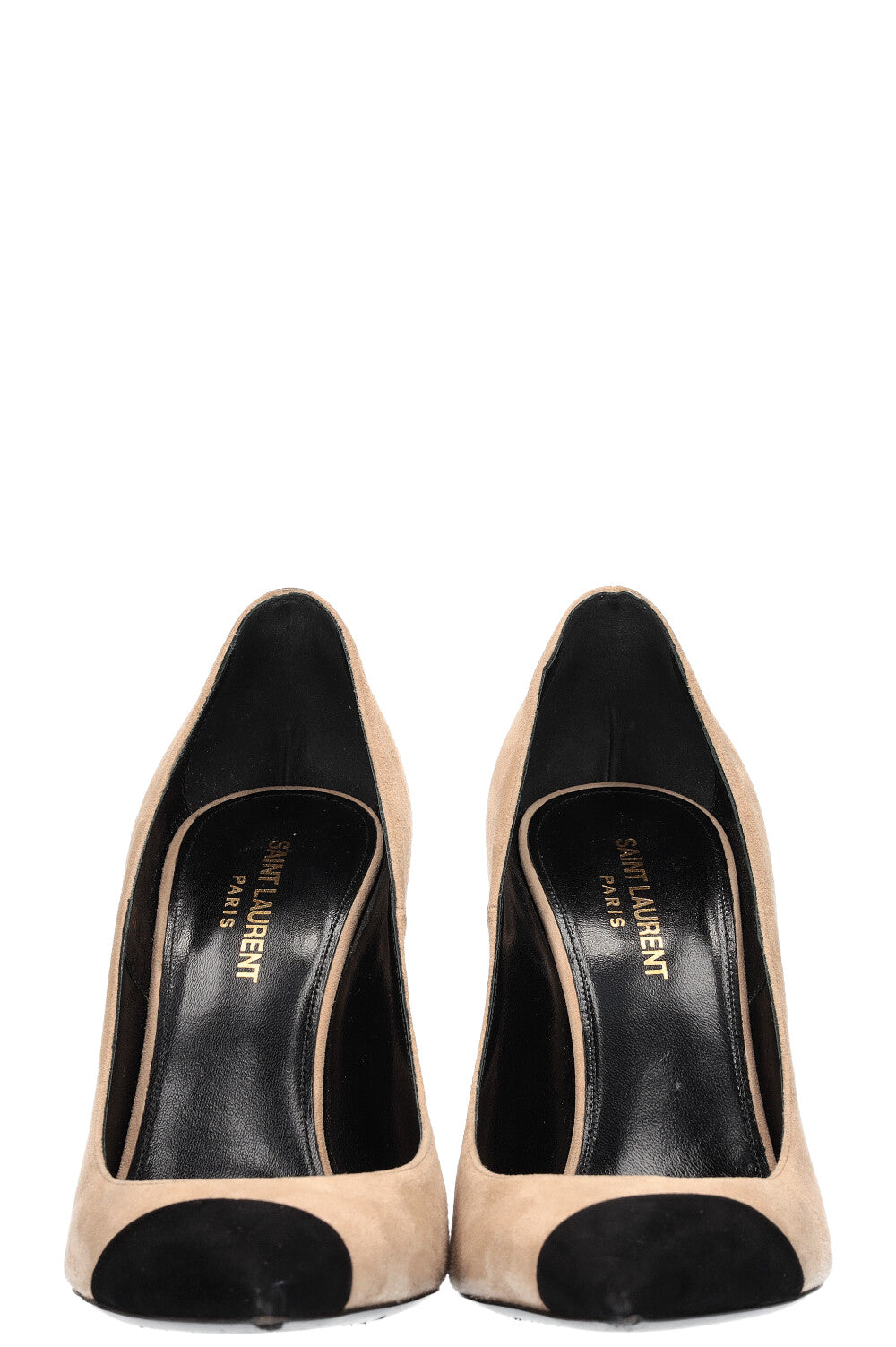 SAINT LAURENT Suede Pumps Beige Black