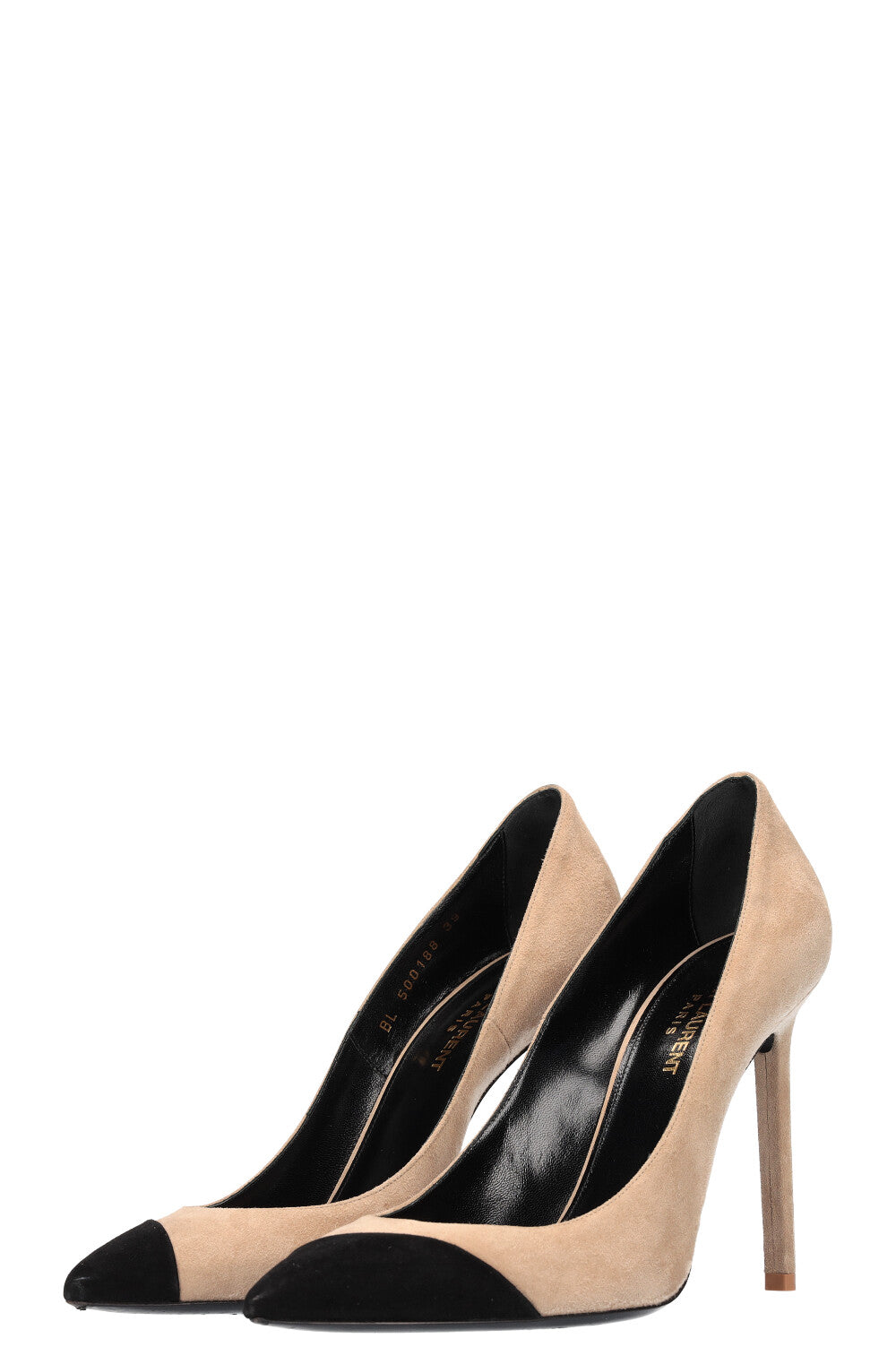 SAINT LAURENT Suede Pumps Beige Black