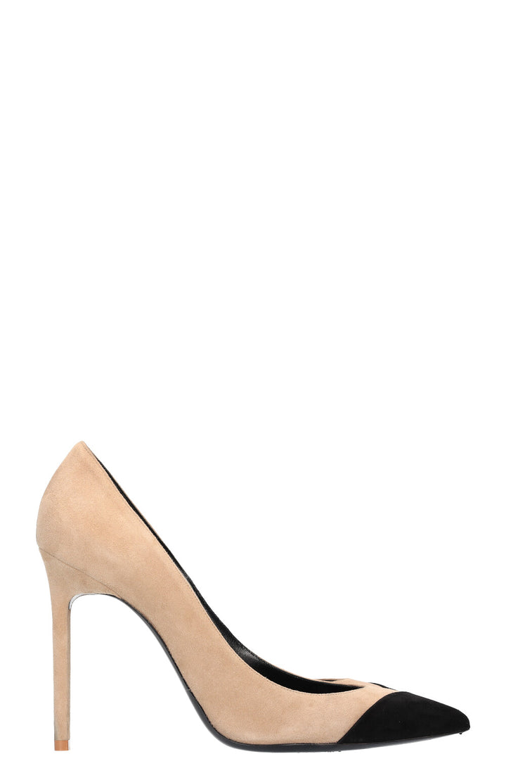 SAINT LAURENT Suede Pumps Beige Black