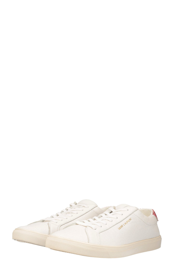 SAINT LAURENT Court Sneakers White and Pink