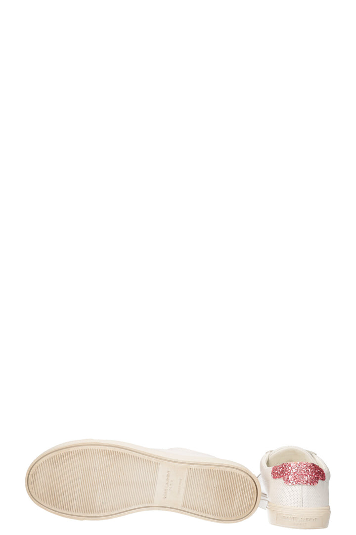 SAINT LAURENT Court Sneakers White and Pink