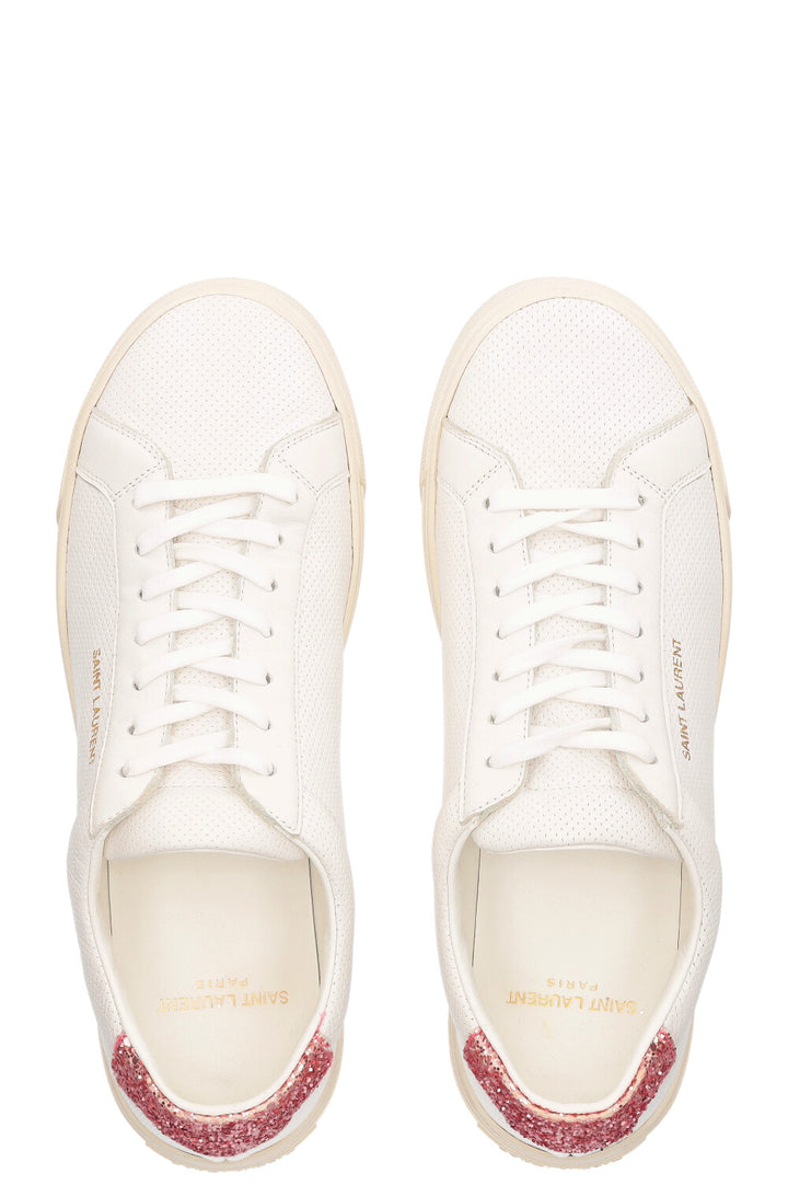 SAINT LAURENT Court Sneakers White and Pink