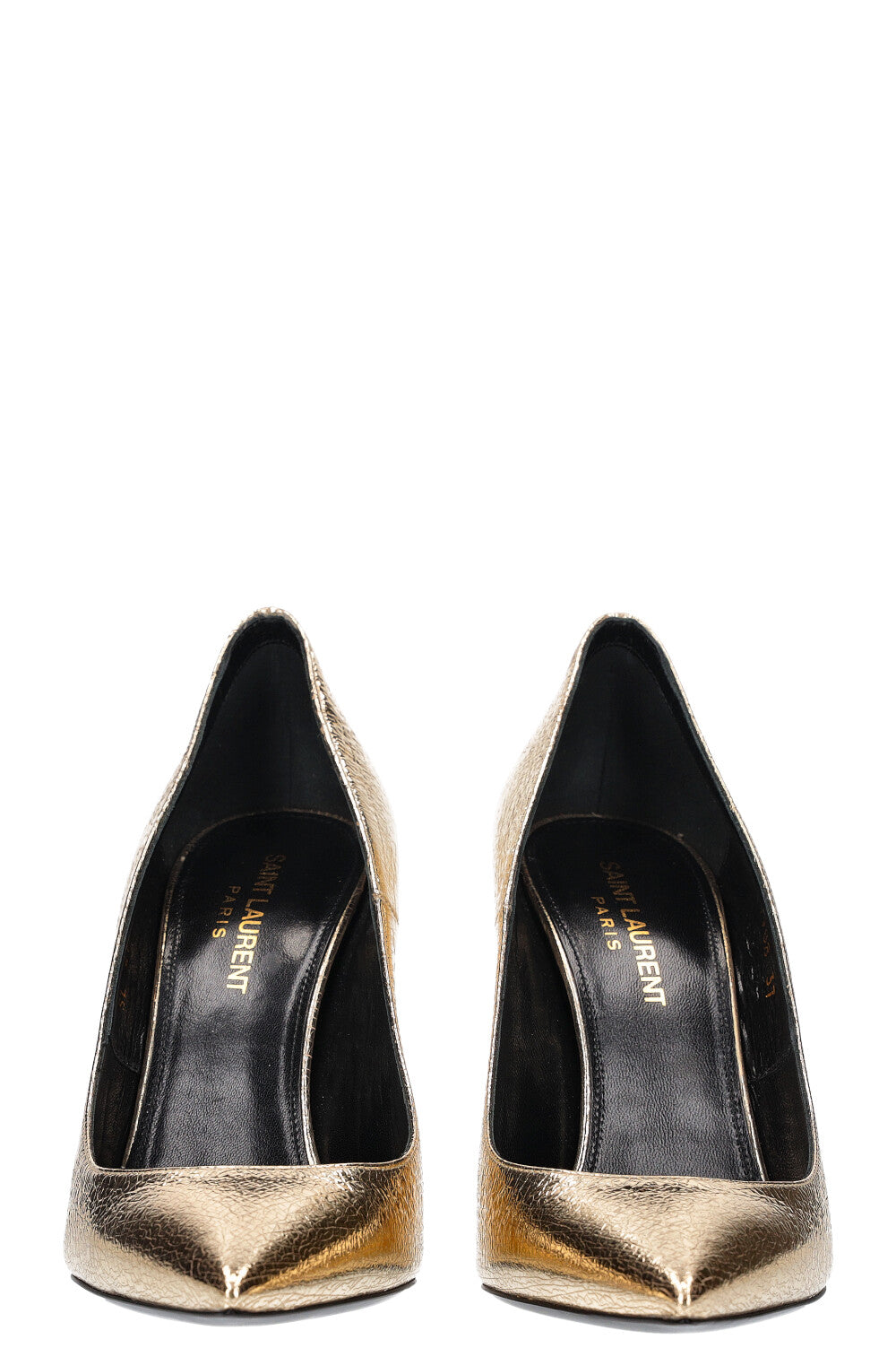 SAINT LAURENT heels metallic gold