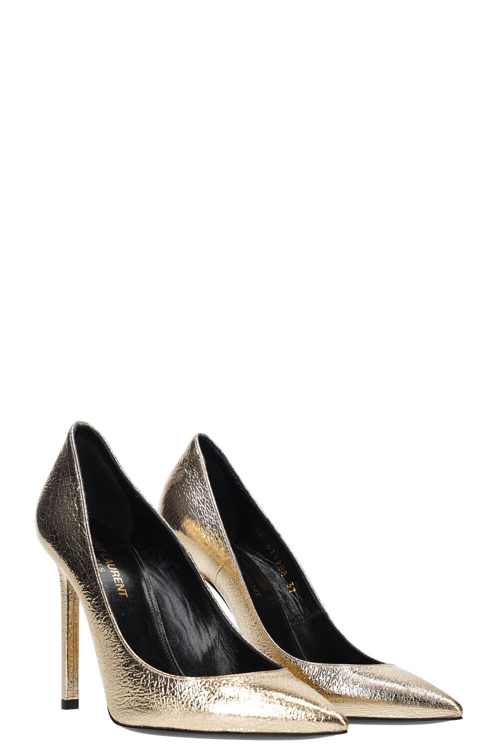 SAINT LAURENT heels metallic gold