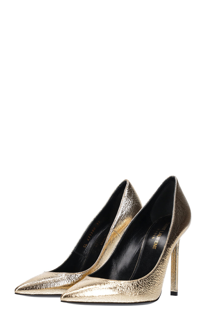 SAINT LAURENT heels metallic gold