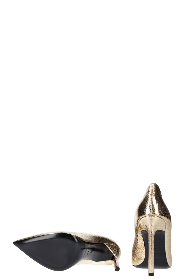 SAINT LAURENT heels metallic gold