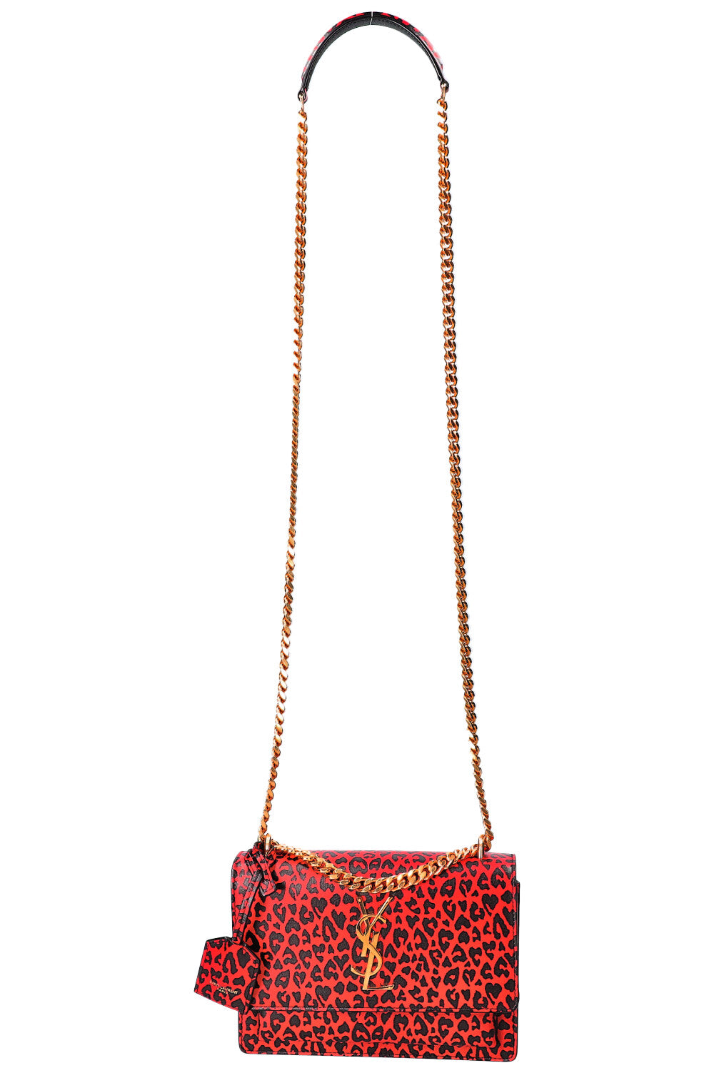 SAINT LAURENT Sunset Bag Small Red Cheetah