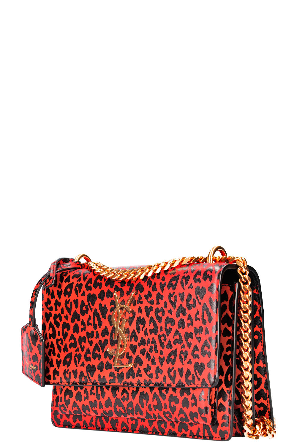 SAINT LAURENT Sunset Bag Small Red Cheetah