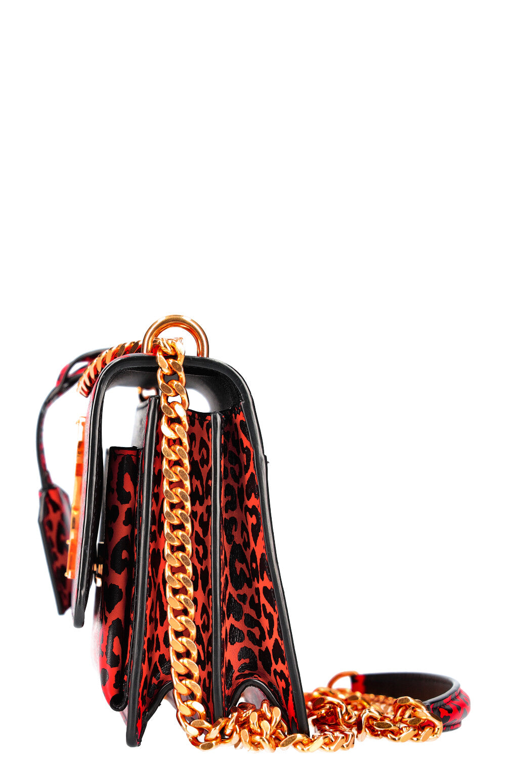 SAINT LAURENT Sunset Bag Small Red Cheetah