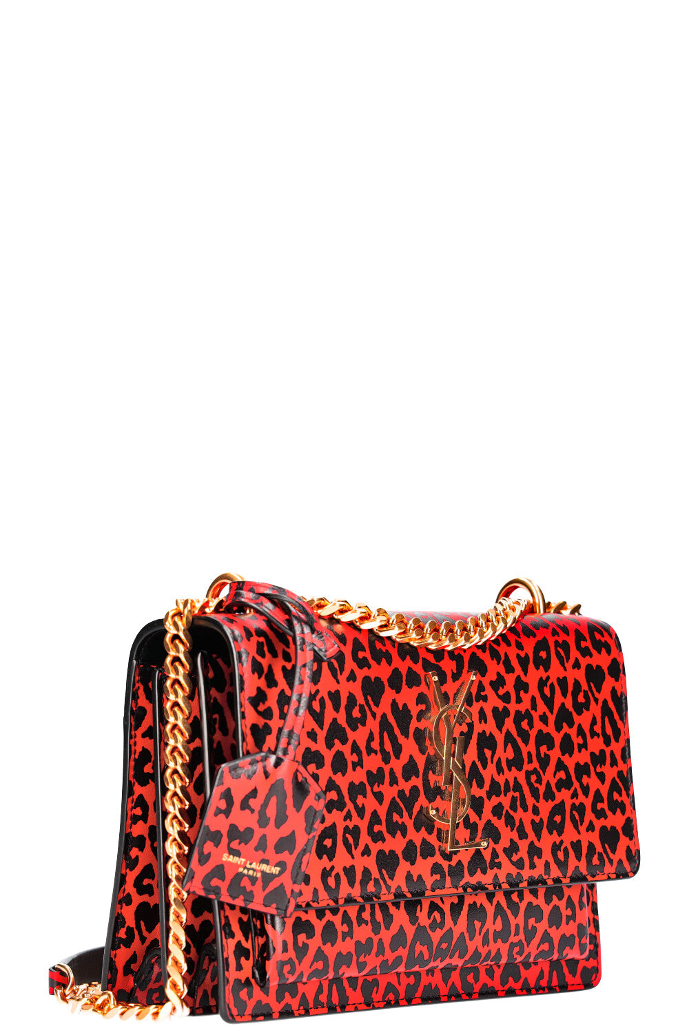 SAINT LAURENT Sunset Bag Small Red Cheetah