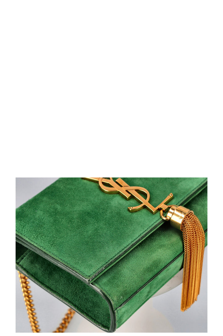 SAINT LAURENT Sac Kate Daim Vert