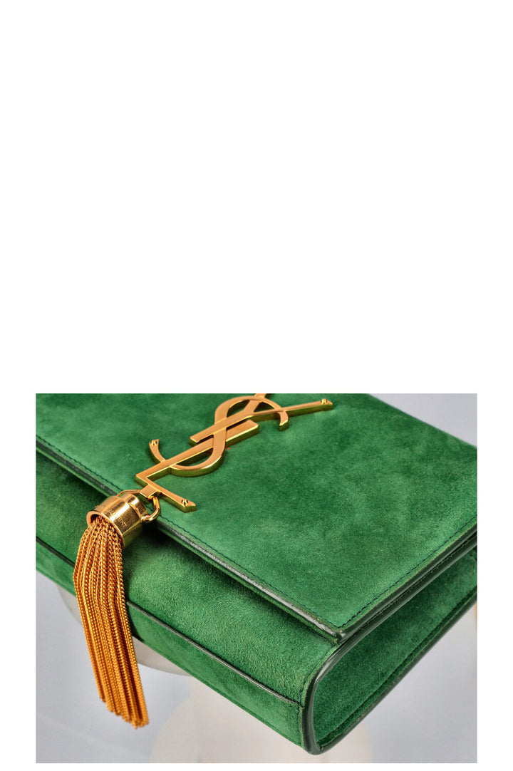 SAINT LAURENT Sac Kate Daim Vert