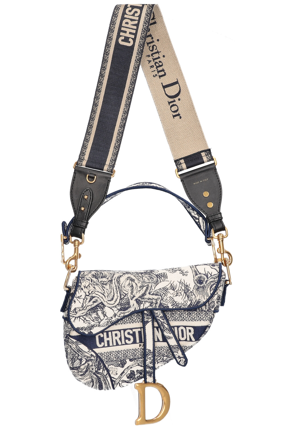 Christian Dior Saddle Bag Toile de Jouy With Strap