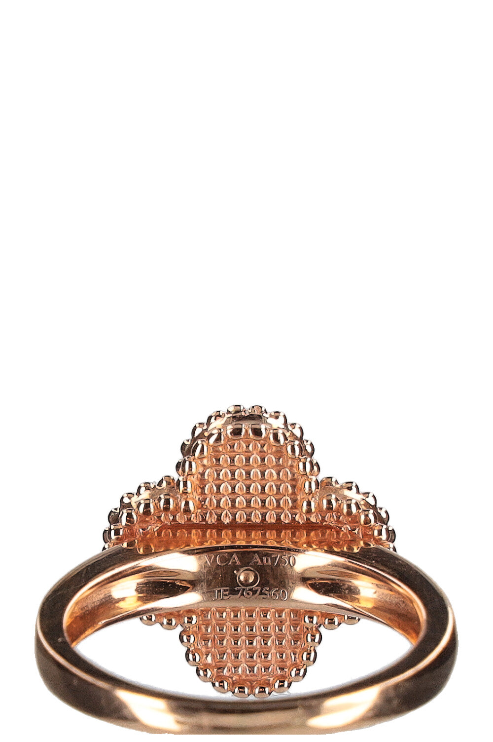 VAN CLEEF&ARPLES Vintage Alhambra Ring Textured with Diamond 18k Rose Gold