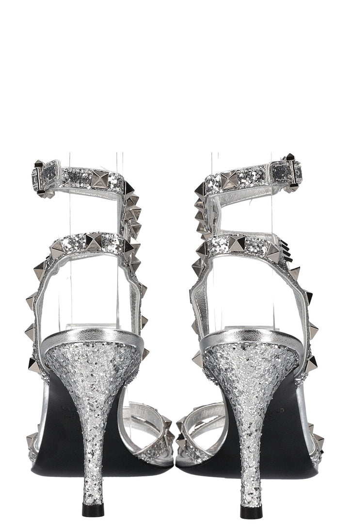 VALENTINO Rockstud Heels Glitter Silver