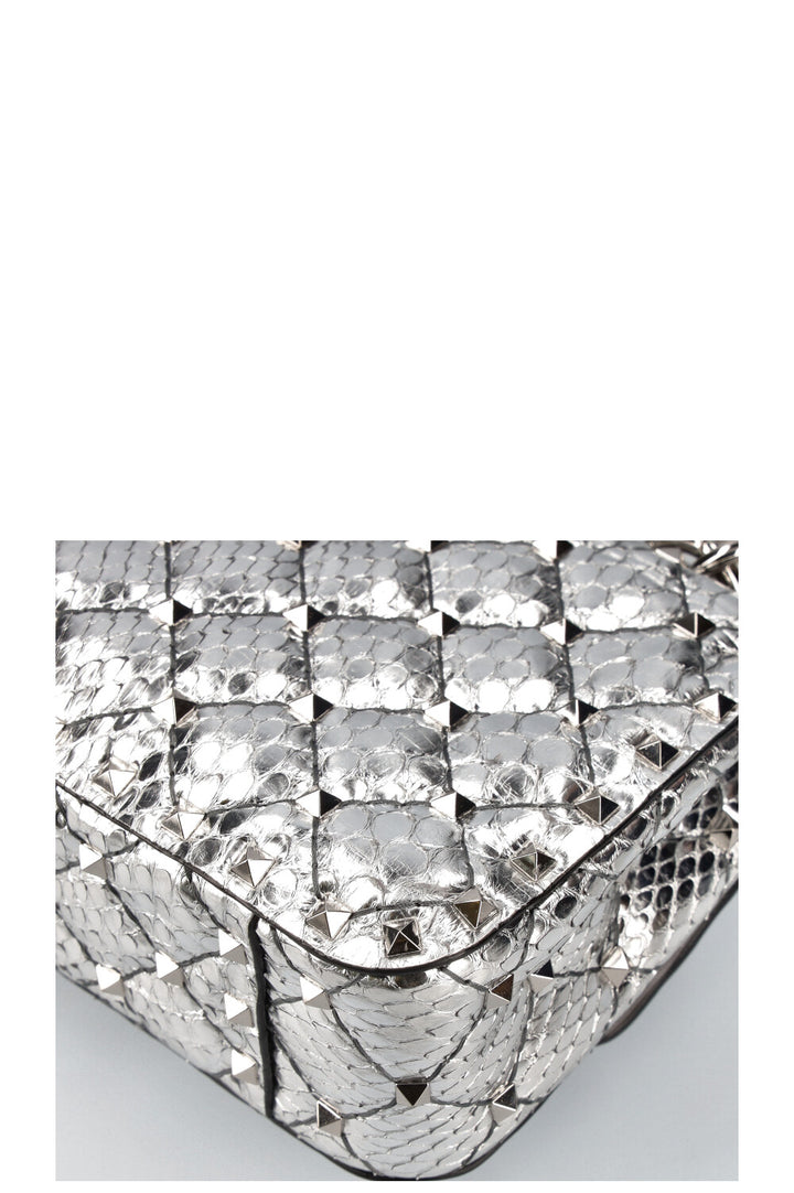 VALENTINO Python Rockstud Bag Small Silver