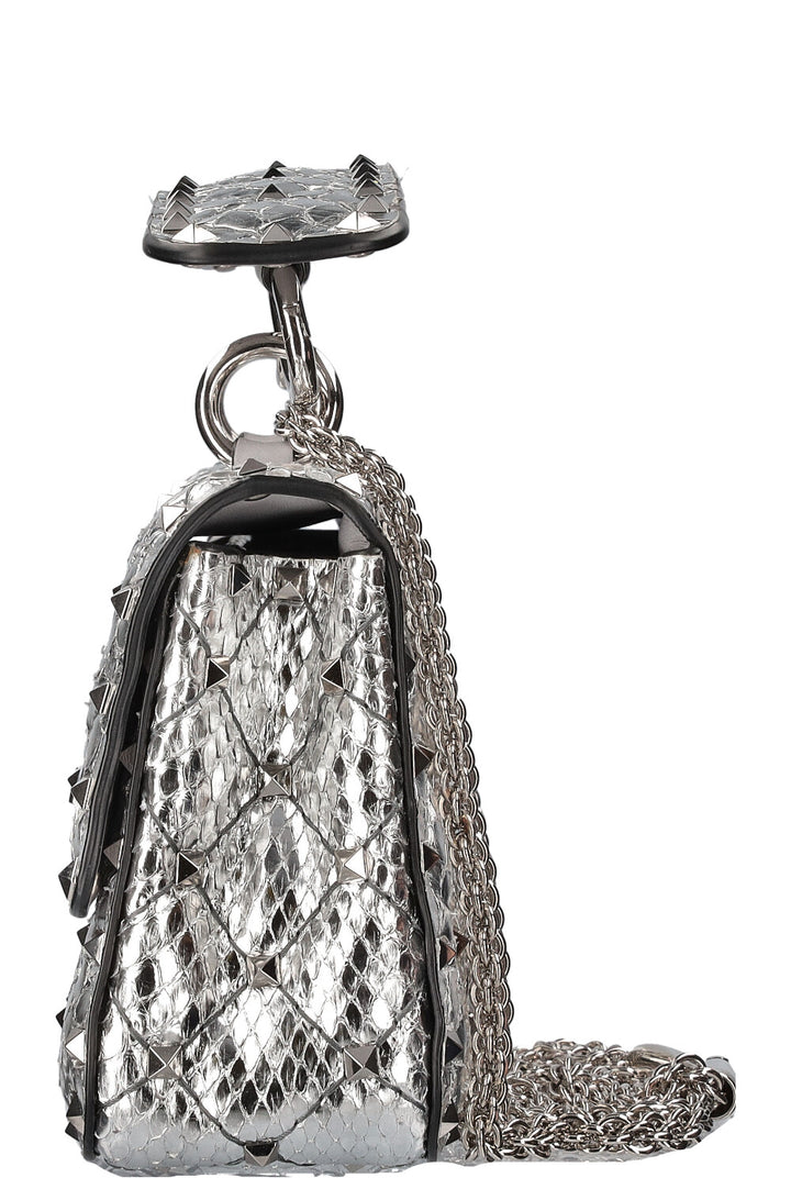 VALENTINO Python Rockstud Bag Small Silver