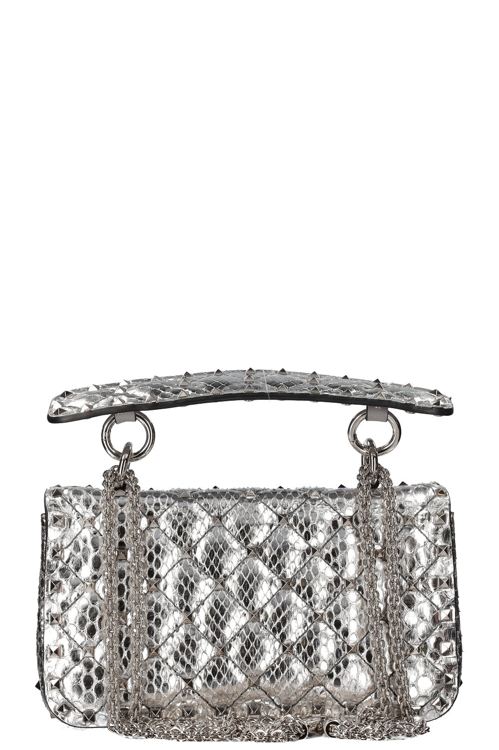 VALENTINO Python Rockstud Bag Small Silver