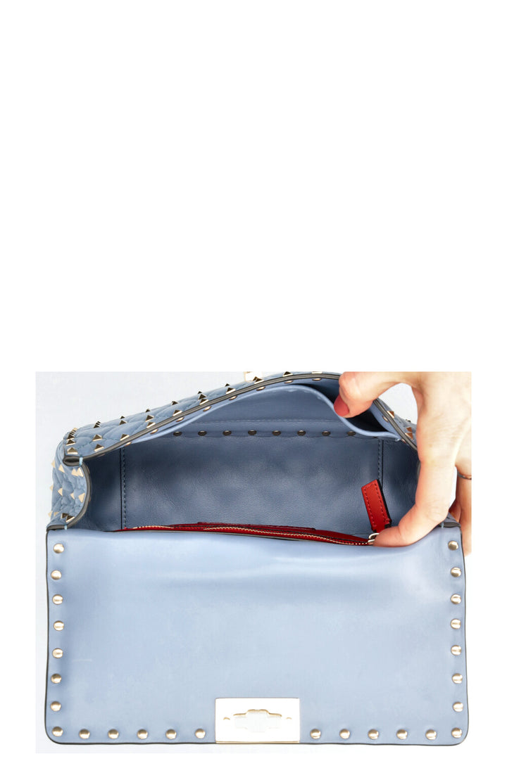 VALENTINO Sac Rockstud Moyen Bleu Bébé