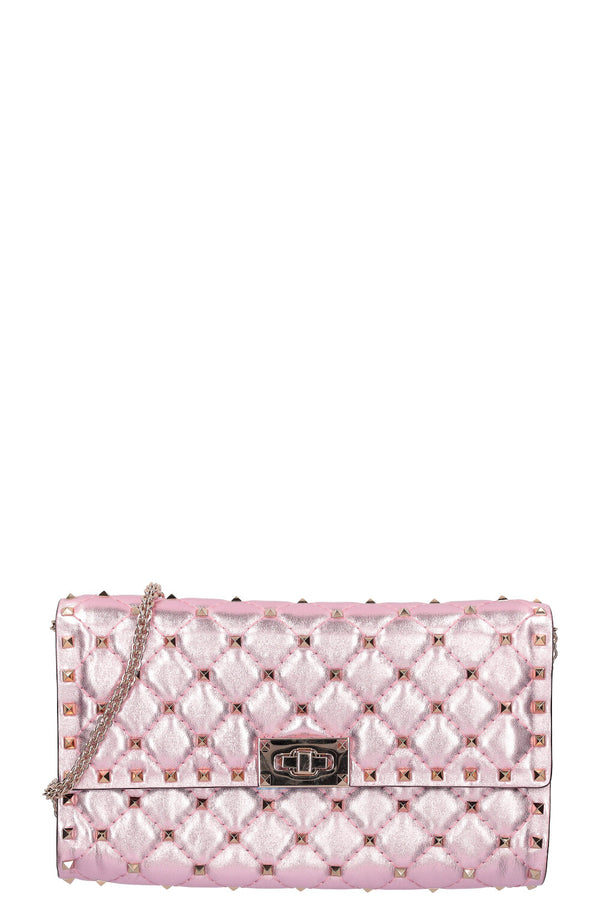 VALENTINO Pochette Rockstud Spike Rose métallisé