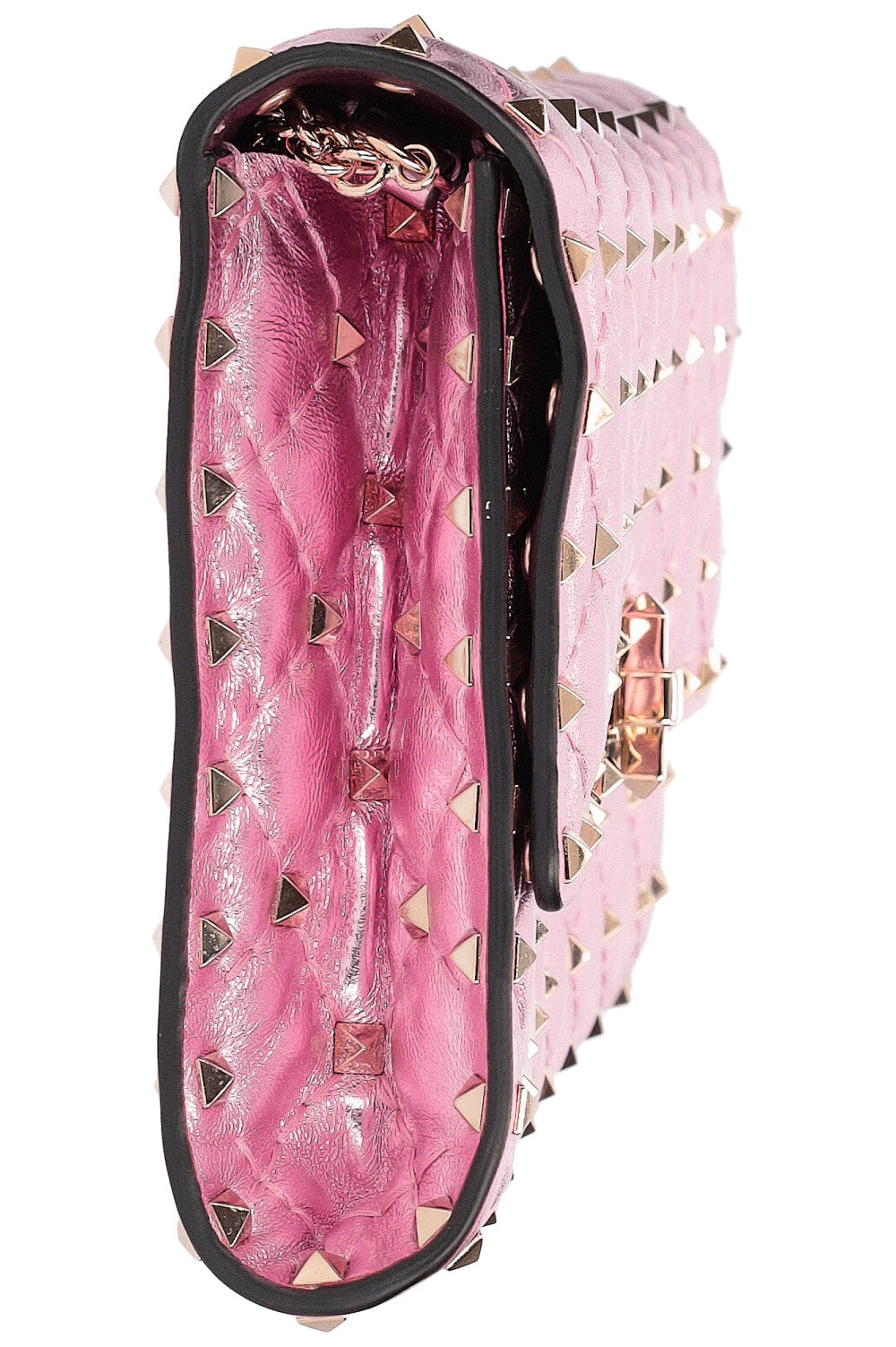 VALENTINO Rockstud Spike Clutch Metallic Pink REAWAKE