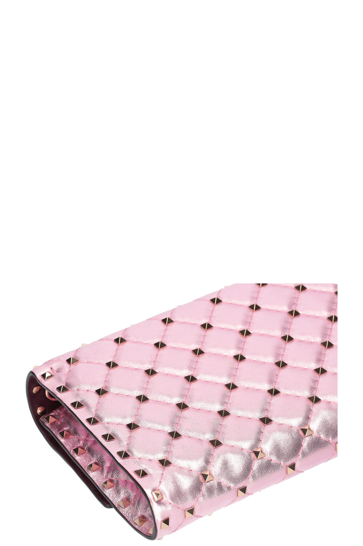 VALENTINO Rockstud Spike Clutch Metallic Pink
