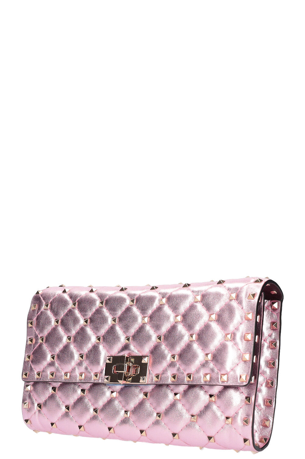 VALENTINO Rockstud Spike Clutch Metallic Pink REAWAKE