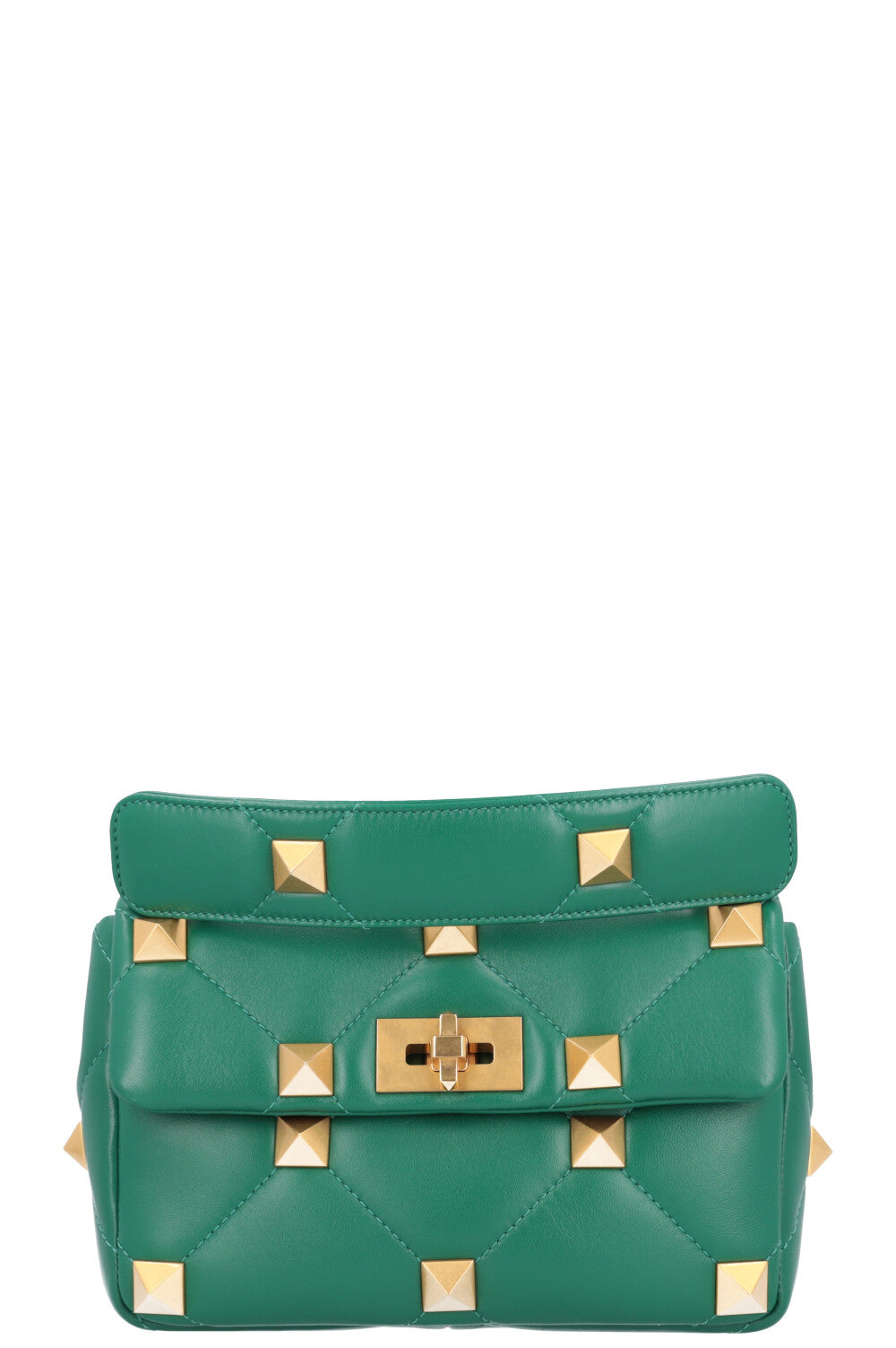 Valentino Roman Stud Quilted Bag Small Emerald Gold
