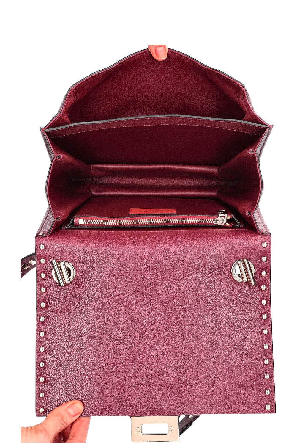 VALENTINO Sac à rabat Rockstud Flip Lock Bordeaux