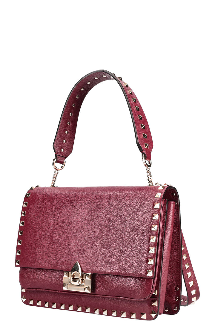 VALENTINO Sac à rabat Rockstud Flip Lock Bordeaux