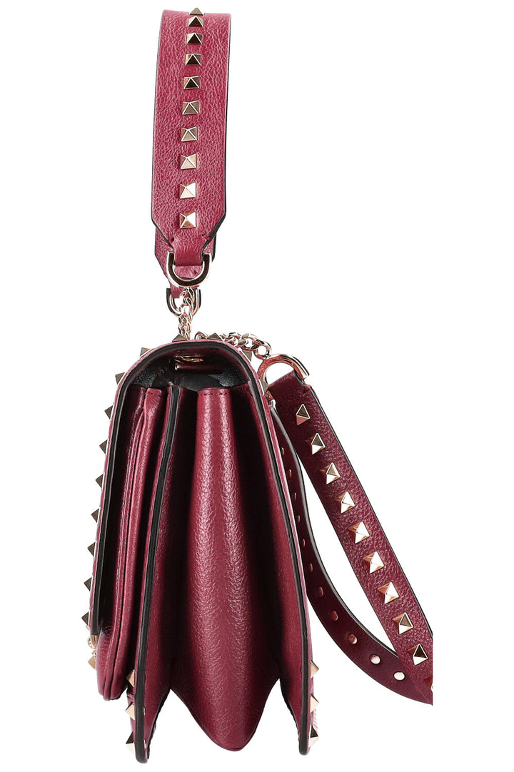 VALENTINO Rockstud Flip Lock Flap Bag Burgundy