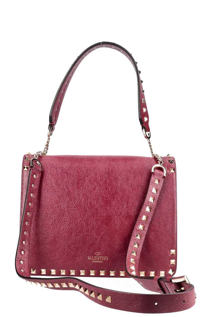 VALENTINO Rockstud Flip Lock Flap Bag Burgundy